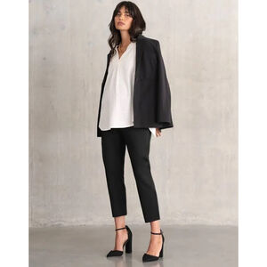 Seraphine Black Maternity Ponte Roma Trousers US 4 Zip Cuff Workwear